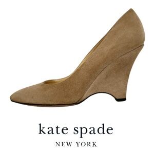 KATE SPADE | Italian Tan Suede Pointed Toe Wedge Heels Preppy Formal Vacation
